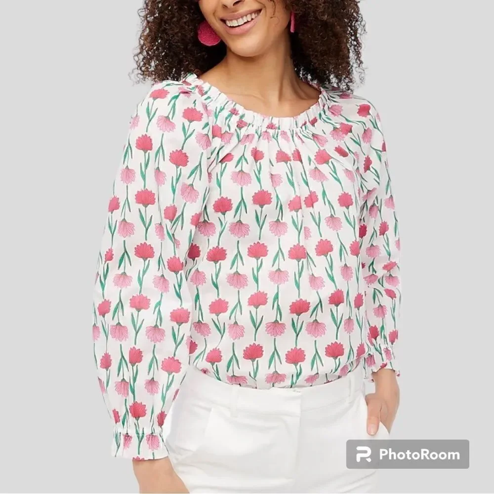 NWT JCrew floral cotton poplin shirt M